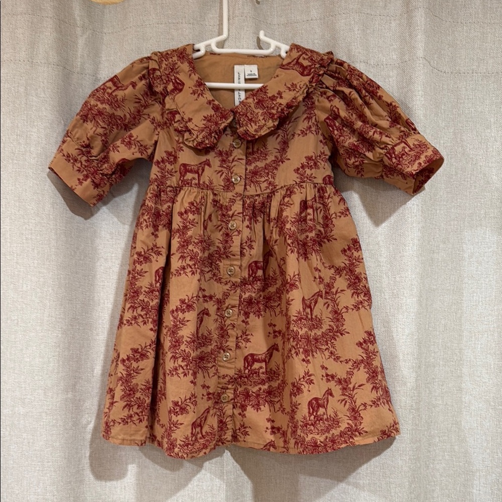 Janie and Jack Brown and Red Casual Kids Dress